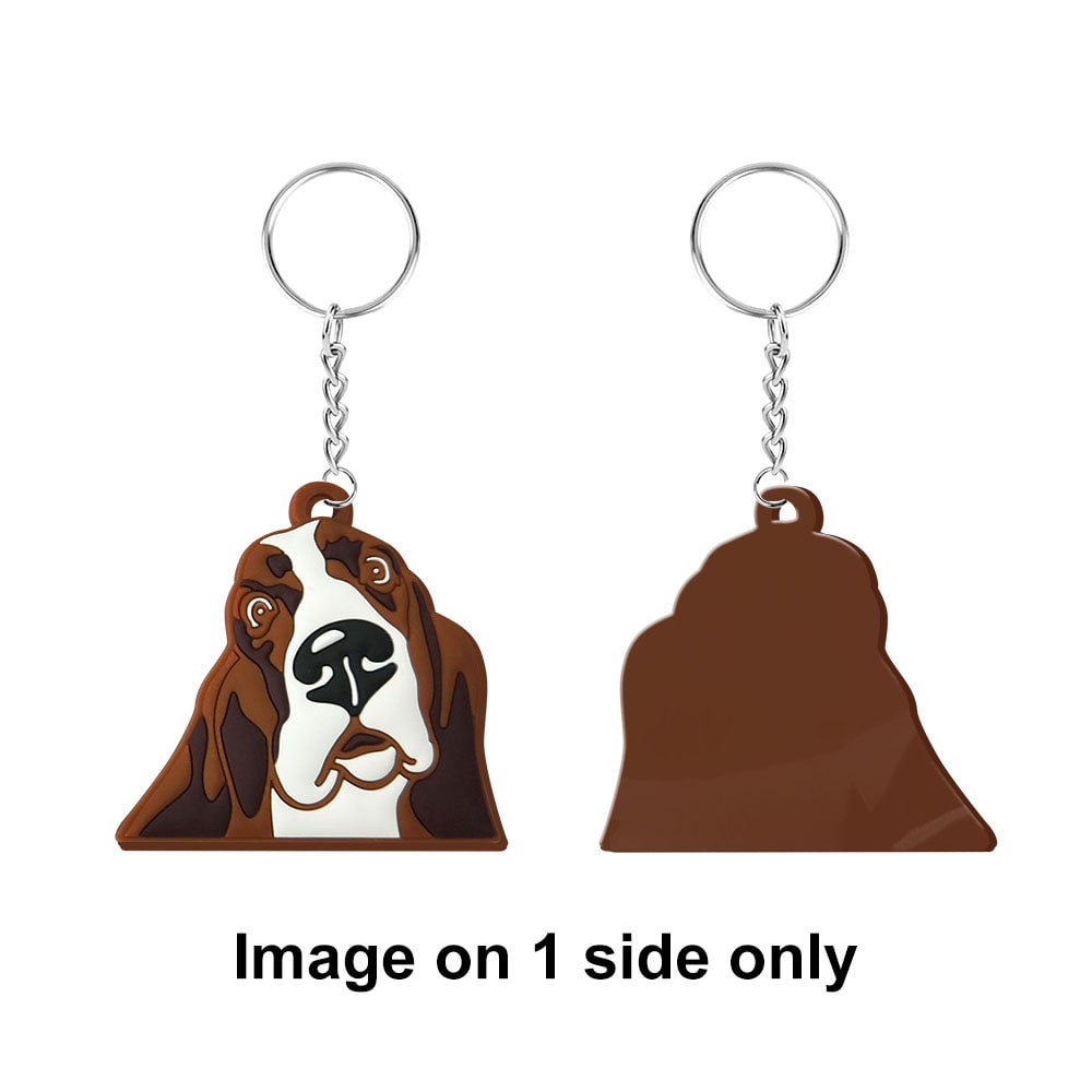 Rainbow Basset Hound Dog Keychain